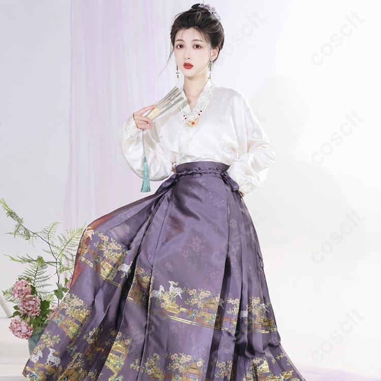 中華 漢服 馬面裙（中華風スカート） コスプレ衣装 2点セット | 高い再現度と快適な着心地 - 6枚目の画像