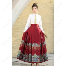 中華風ファッション 漢服 立襟トップス＆馬面裙 コスプレ衣装 2点セット – 高品質な再現度＆快適な着心地 - 3枚目の画像（サムネイル）