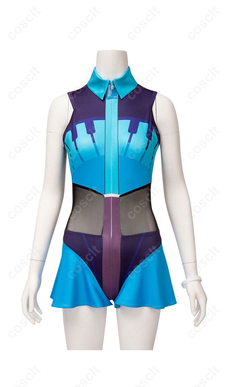 ポケモン×初音ミク アシレーヌ コスプレ衣装 正面図。美しいデザインと詳細な仕上がりをチェック！
