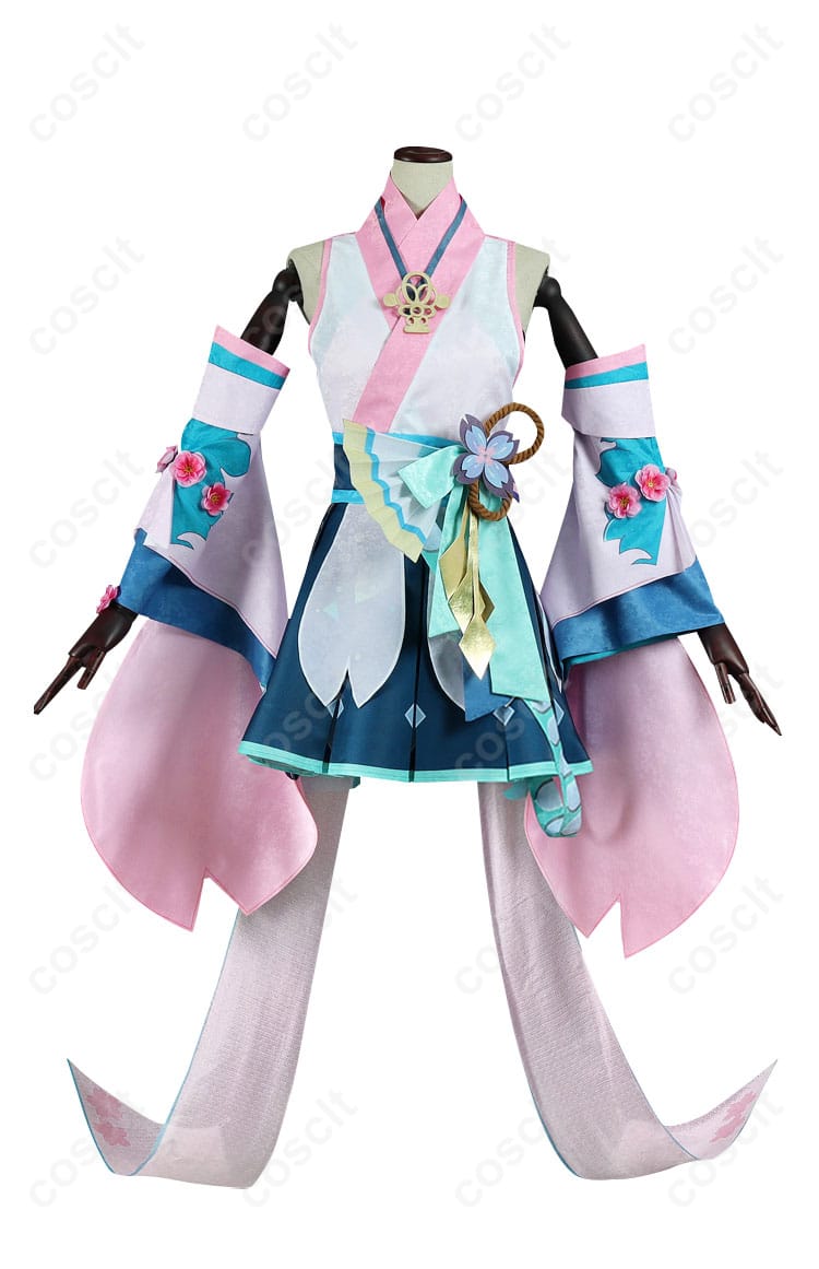 初音ミクコスプレ衣装、正面のディテール。高再現度のデザイン。