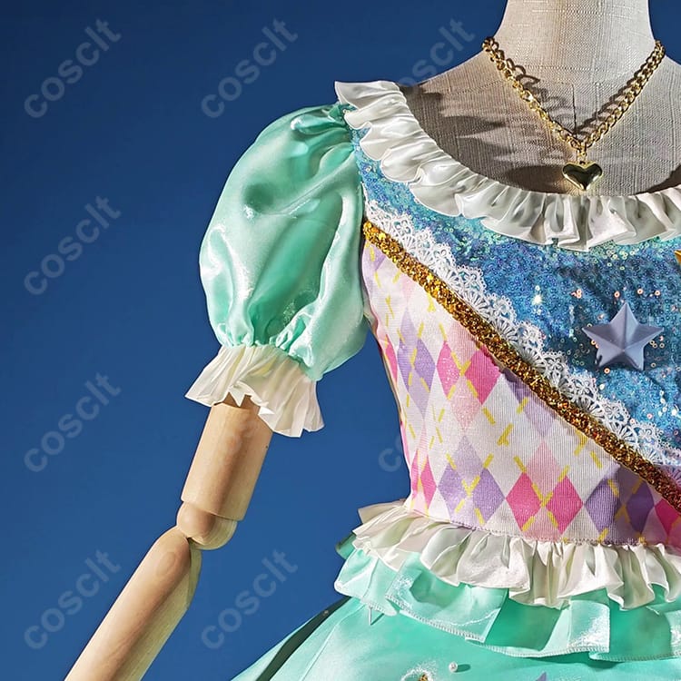 アイカツ！シリーズ（アイカツスターズ！） 白鳥ひめ コスプレ衣装 パステルトップスターコーデ（ドレス） 花柄刺繍＆星飾り付き コスプレ通販 - 4枚目の画像