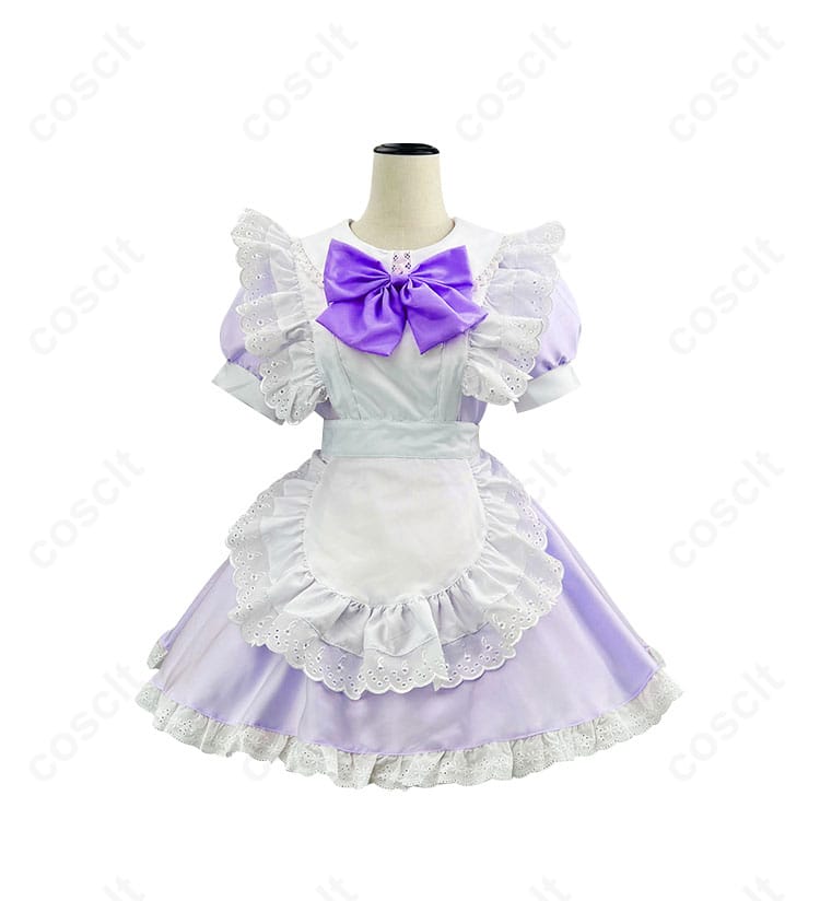 「マギアレコード」暁美ほむらのメイド服コスプレ衣装。セガコラボカフェ衣装の正面デザイン。高い再現度と快適な着心地。