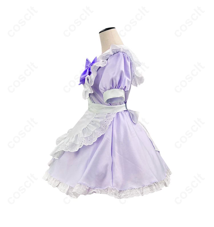 暁美ほむらのコスプレ衣装側面。セガコラボカフェ版メイド服の細部まで忠実に再現。コスプレにぴったりなアイテム。