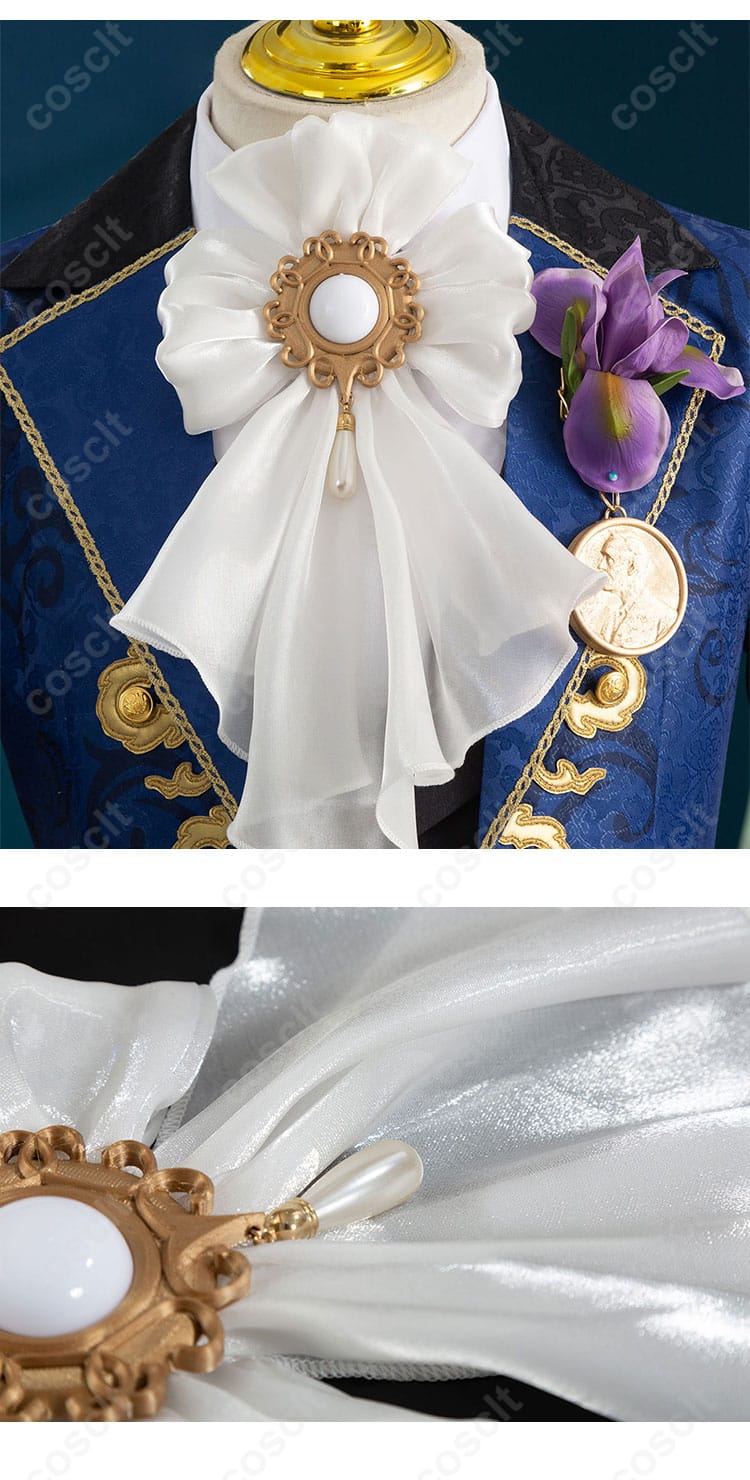 「第五人格 隠者（アルヴァ・ロレンツ）コスプレ衣装 领口装饰のディテール、精緻な刺繍