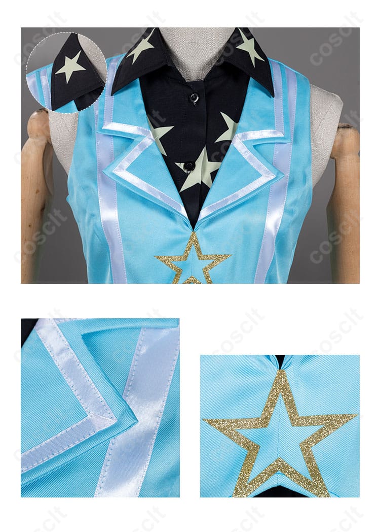衣領装飾の細部。プリズム・オーロラドリーム 天宮りずむ コスプレ衣装の特徴的なデザインをアップで確認できます。