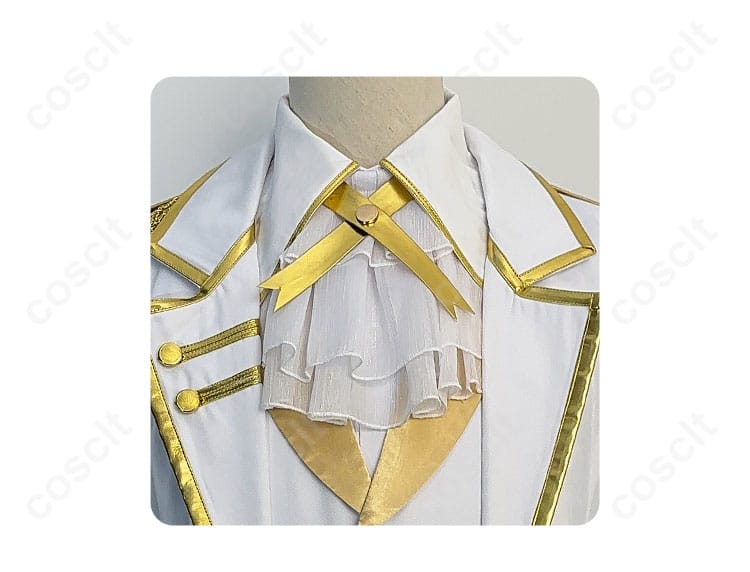 ブルーロック 凪誠士郎 コスプレ衣装の襟元の装飾の詳細。精密な刺繍と華やかなデザイン。