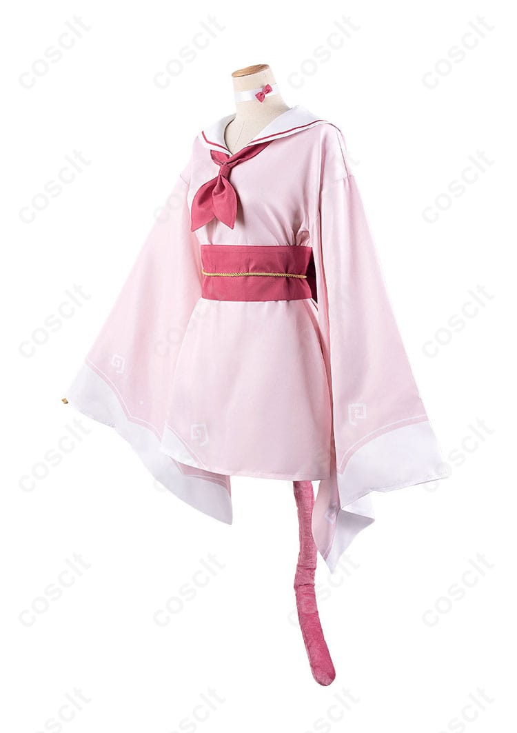 クロレラ観察部のモブキャラクターコスプレ衣装の側面画像。セーラー服と帯のディテールが鮮明。