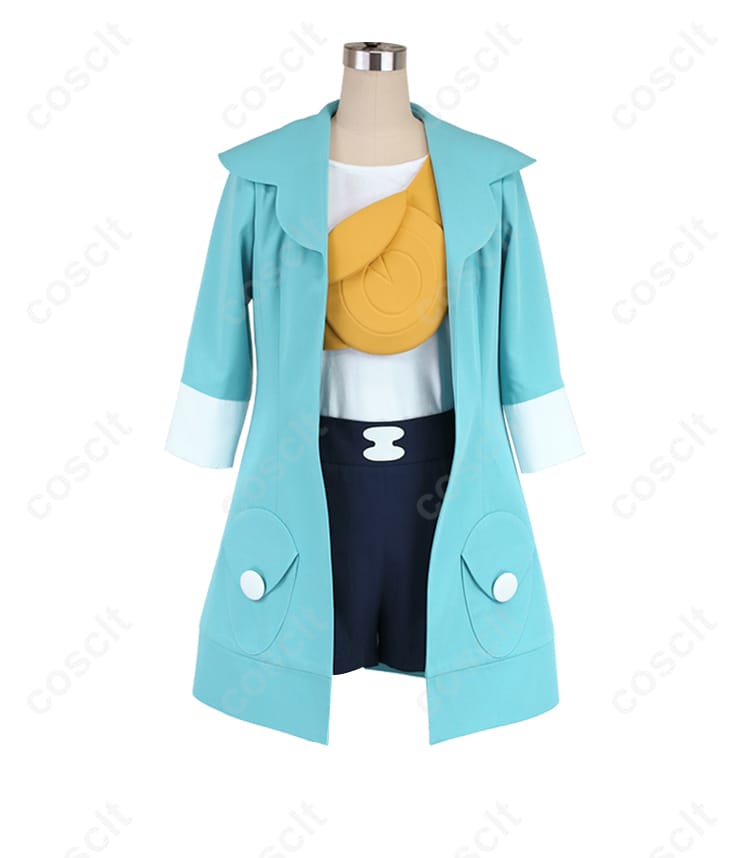ポケモン リコ コスプレ衣装 正面 - コートとトップスのディテール、私服スタイルのリアルなデザイン。