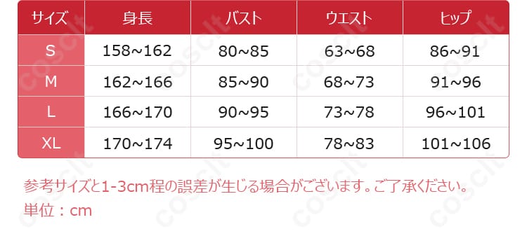 初音ミク コスプレ衣装 ファンファントリップ サイズ・寸法対応データの画像