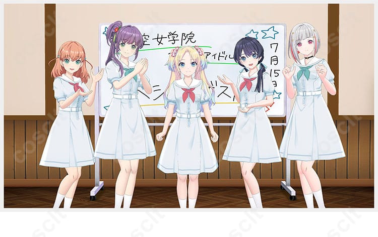 ラブライブ！蓮ノ空の日野下花帆、乙宗梢、藤島慈、大沢瑠璃乃、村野さやか、夕霧綴理のコスプレ衣装。キャラクターの特徴がよく再現されています。
