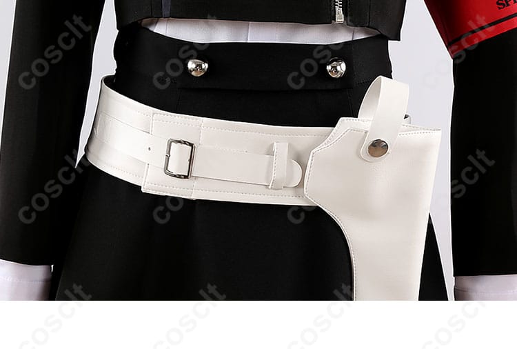 汐見琴音（ハム子）コスプレ衣装の腰帯装飾ディテール、月光館学園制服の特徴的なデザイン。