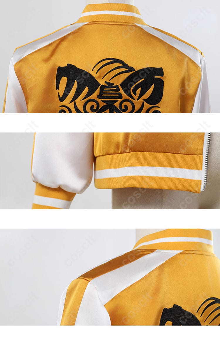 WIND BREAKER スカジャンの背面と肩袖の装飾細部。背中と肩の刺繍や装飾が鮮明に表現されています。