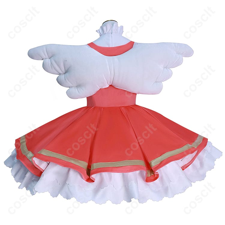 カードキャプターさくら（CCS） 木之本桜 コスプレ衣装 バトルコスチューム（高い再現度、翼付き） - 2枚目の画像