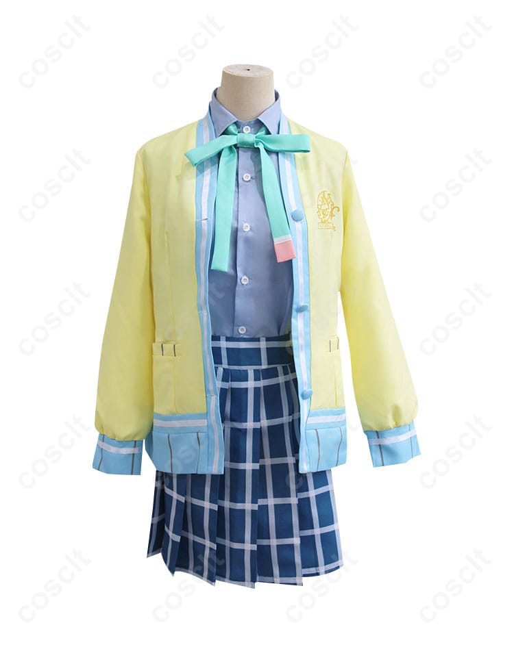 近江彼方コスプレ衣装、夏制服の正面デザイン、詳細な刺繍と花柄が特徴。
