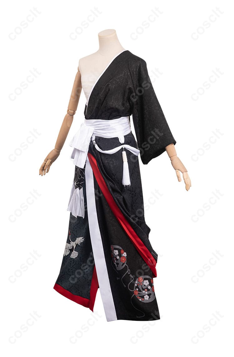 FF14 夜鶴胴着 コスプレ衣装 着物の左側画像。衣装の細部まで忠実に再現されたデザイン。