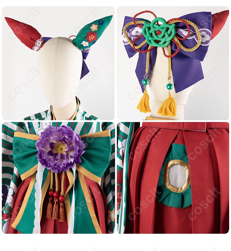 ウマ娘 プリティーダービー ナイスネイチャ コスプレ衣装 髪飾り、蝶結び、背面装飾の細部画像