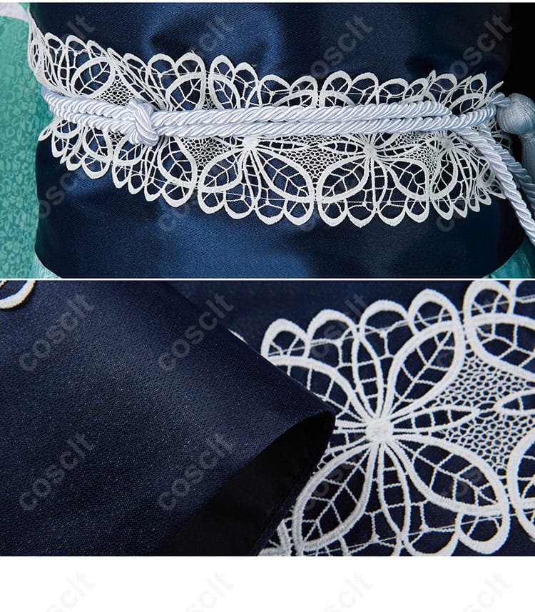 腰封装飾の詳細｜モルガン コスプレ衣装の腰封ディテール、精緻な刺繍が魅力。