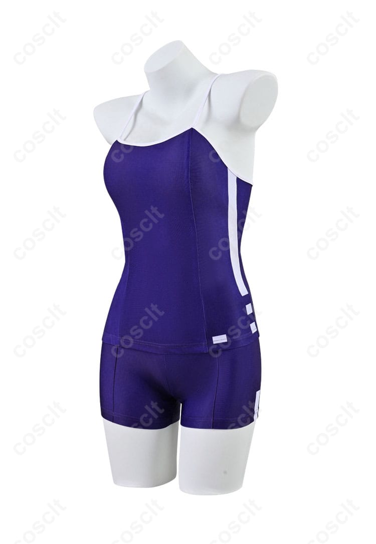 商品側面の画像。競泳水着デザインのウマ娘 コスプレ衣装の特徴がよくわかります。