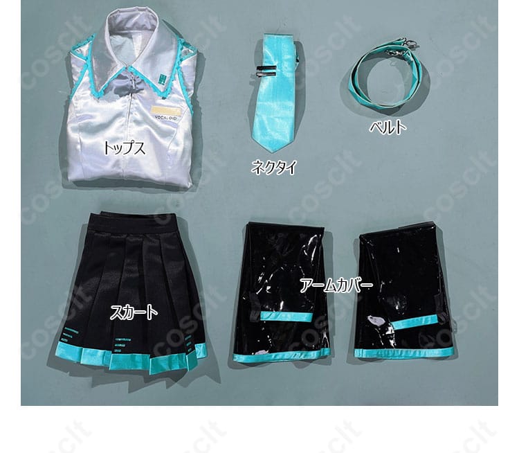 セット内容を示す画像 | 初音ミク コスプレ衣装のセット内容の説明