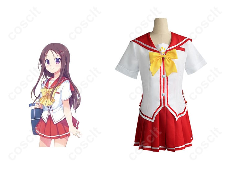 シャーロット 乙坂歩未 コスプレ衣装 正面図、キャラクターとのコスプレシーン。