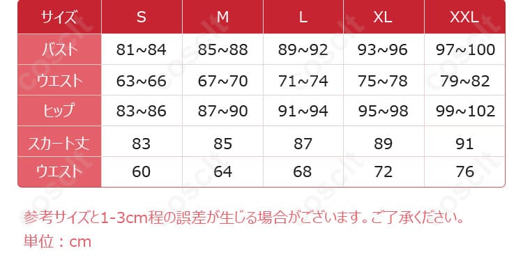サイズと寸法対応データ画像｜サイズガイドと寸法の対応を示す画像