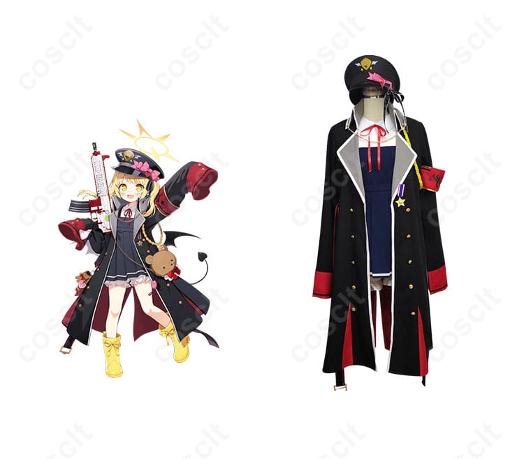 ブルーアーカイブ 丹花イブキ コスプレ衣装 商品正面とキャラクターとのコラボ画像。忠実再現された衣装をチェックしよう！