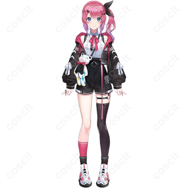 にじさんじ 倉持めると コスプレ衣装 オーダーメイド可 黒ピンクパーカー＆くまのポシェット付き コスプレ通販