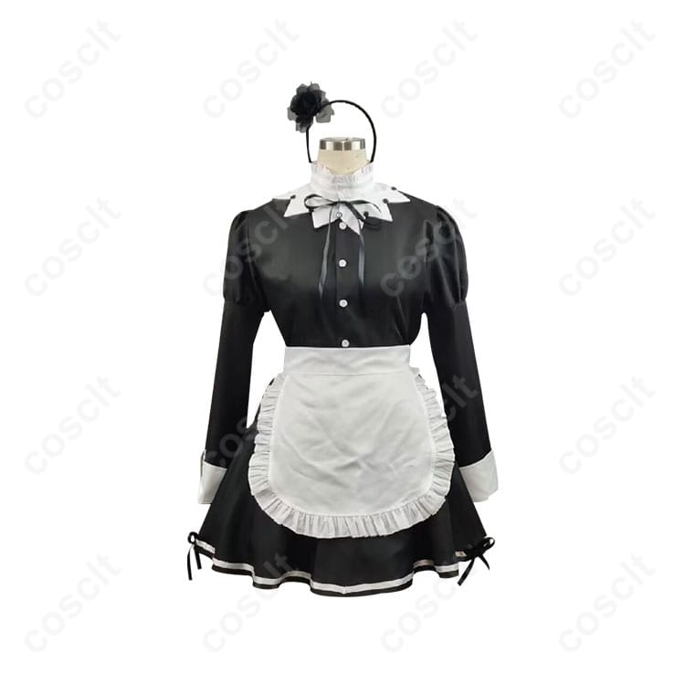 商品正面のコスプレ衣装、詳細なデザインと刺繍が特徴の美少女万華鏡ドロシーのメイド服。