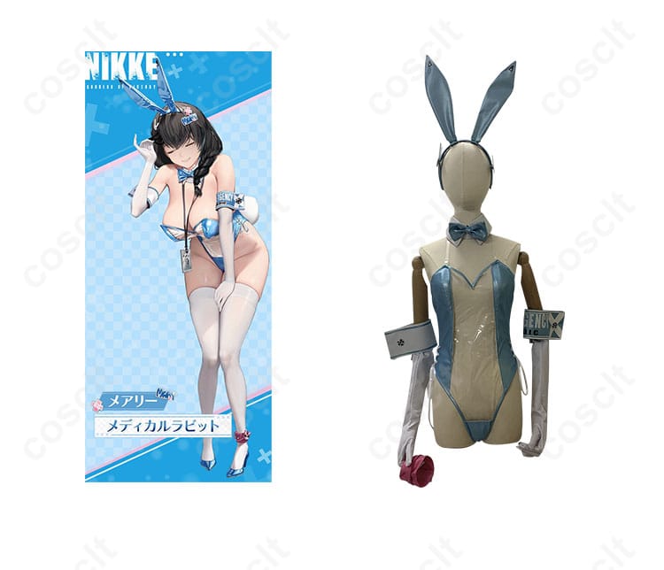 「勝利の女神:NIKKE」メアリーのコスプレ衣装「メディカルラビット」バニーガール衣装。キャラクターと衣装の組み合わせが美しく、NIKKEファン必見！