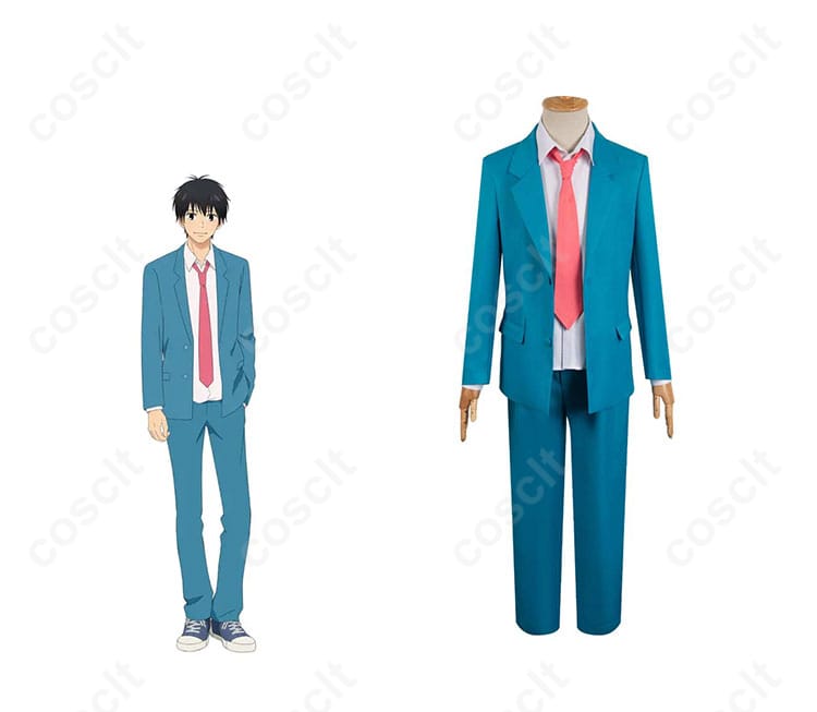 商品正面とキャラクター風早翔太のコスプレ衣装の写真。高い再現度で、アニメのシーンを忠実に再現。