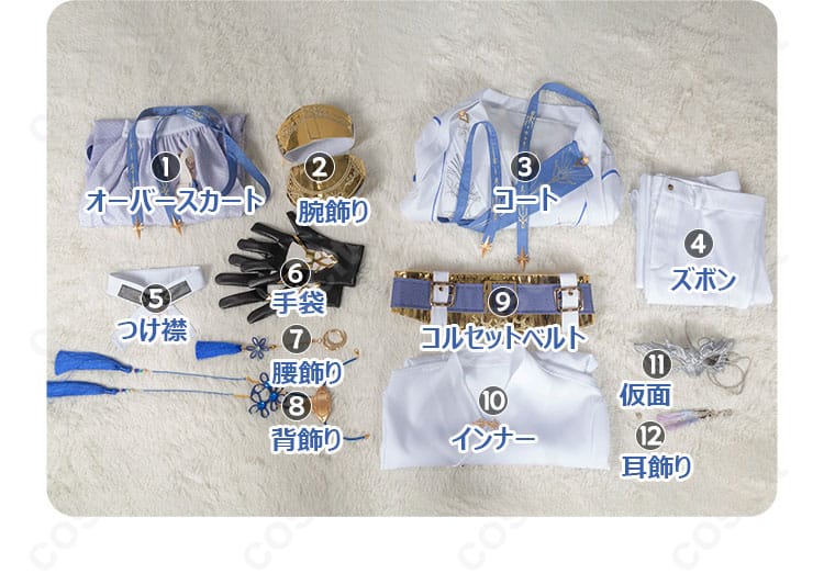 コスプレ衣装セット内容の確認｜セイヤ月影ハンターコスプレ衣装セット内容、全アイテムを紹介