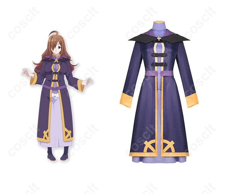 商品正面とキャラクターウィズのコスプレ衣装が一緒に写っている画像。ウィズの服装と特徴的な装飾が忠実に再現されています。