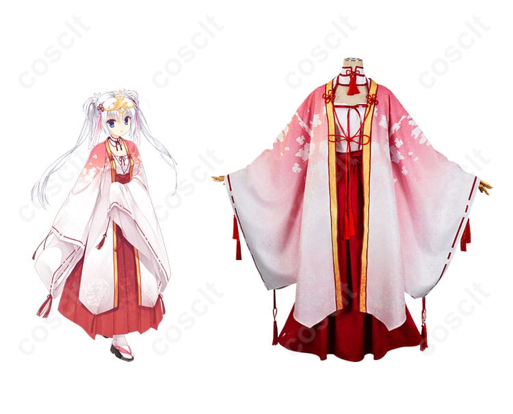 朝武芳乃（ともたけ よしの） 巫女姫様 コスプレ衣装の正面とキャラクターの融合画像。高精度な再現。