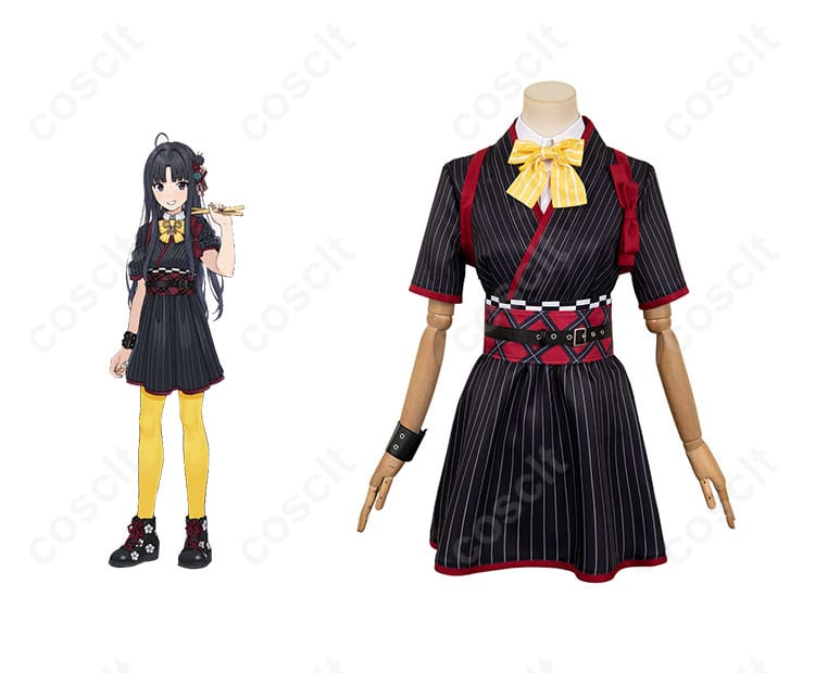 商品正面とキャラクターの画像。安和すばるのライブ衣装コスプレ衣装。コスプレ衣装通販。