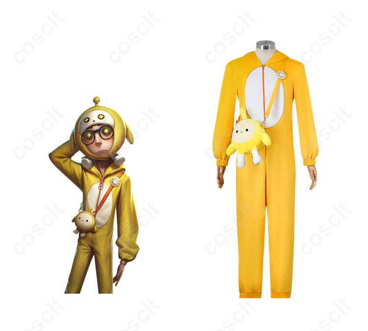 幸運児（キラくん）コスプレ衣装の正面とキャラクターのコラボ画像。エギーパーティーコラボ衣装の忠実再現。