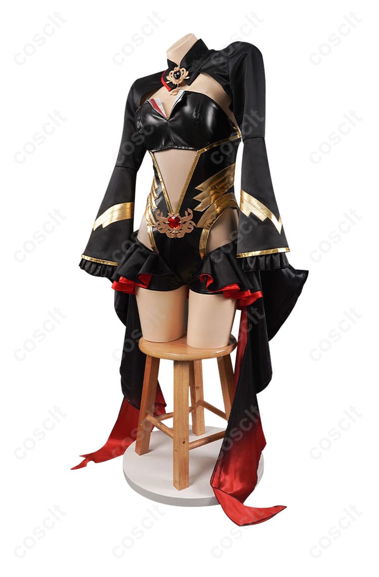 商品側面図。魔法少女コスプレ衣装の側面デザイン、特長を強調。