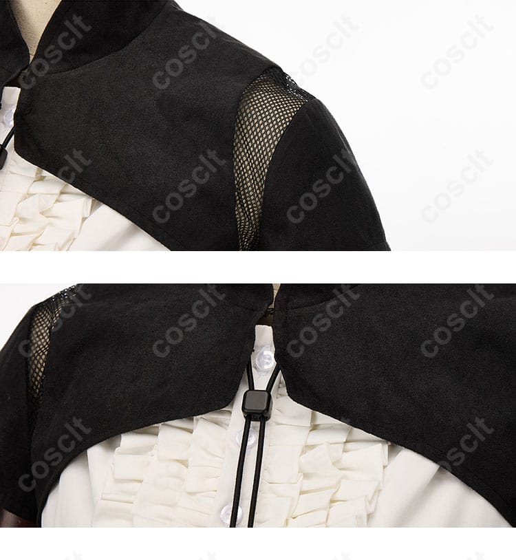 ファイナルファンタジーXIV ミコッテ コスプレ衣装 前胸衣装と肩装饰细节图。細部までしっかり作り込まれたコスプレ衣装。