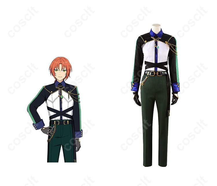 あんさんぶるスターズ！！ 月永レオ コスプレ衣装 正面とキャラクターの組み合わせ写真。衣装の詳細をチェックしよう！