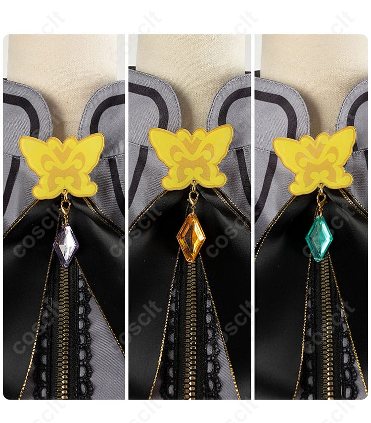 服のチェーン装飾ディテール画像 - 衣装のチェーン装飾のクローズアップ、アイドルキャラクターの個性を引き立てるディテール。
