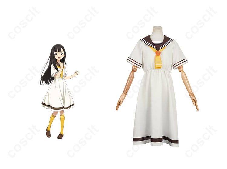 温水佳樹のコスプレ衣装とキャラクターのビジュアルを組み合わせた写真。負けヒロの温水佳樹の魅力が引き立つデザイン。