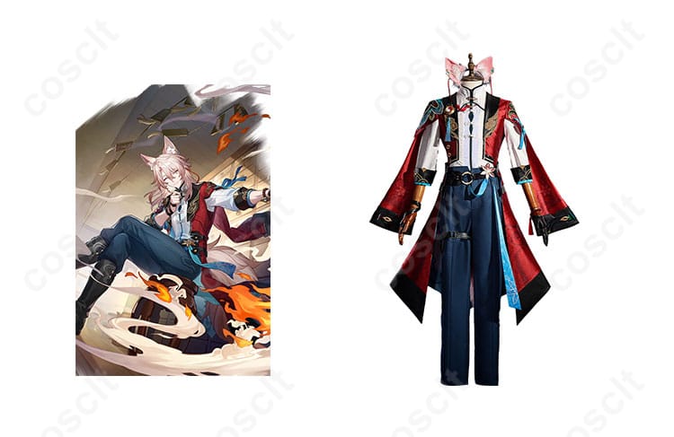 商品正面とキャラクターの組み合わせ画像 - スターレイル 椒丘 コスプレ衣装の正面ビュー、キャラクターとの一体感を表現。