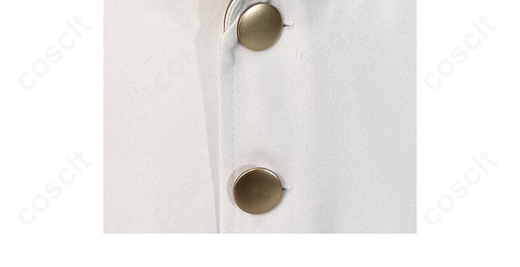 服装のボタン装飾の詳細画像。ボタンや金具部分のデザインがリアルに再現されています。