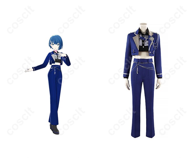 プロジェクトセカイの桐谷遥のコスプレ衣装「going upstairsガチャ」とキャラクターの融合シーン。リアルなデザインと高再現度。