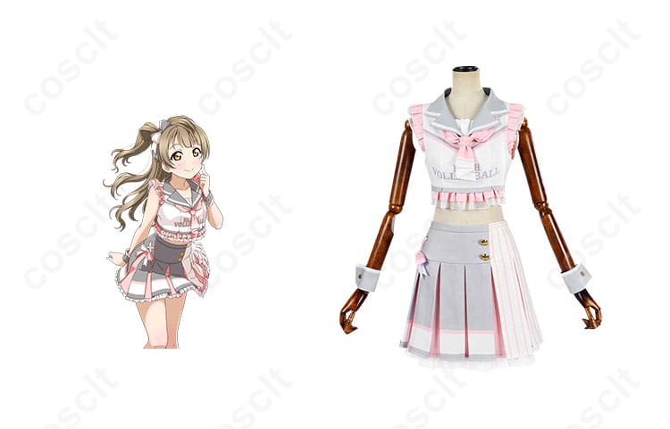 ラブライブ！南ことり チアガールコスプレ衣装の正面とキャラクターを合わせた画像