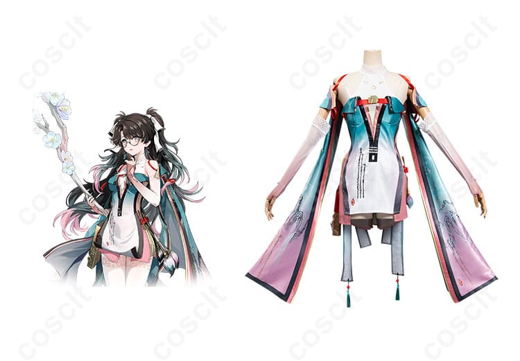 鳴潮折枝（オリエ）コスプレ衣装の正面とキャラクターを組み合わせた画像 – 作品の魅力を引き立てるディテール。