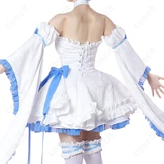 Re:ゼロから始める異世界生活（リゼロ） レム コスプレ衣装 グラスエディション オフショルダードレス（高い再現度・快適な着心地） - 4枚目の画像（サムネイル）
