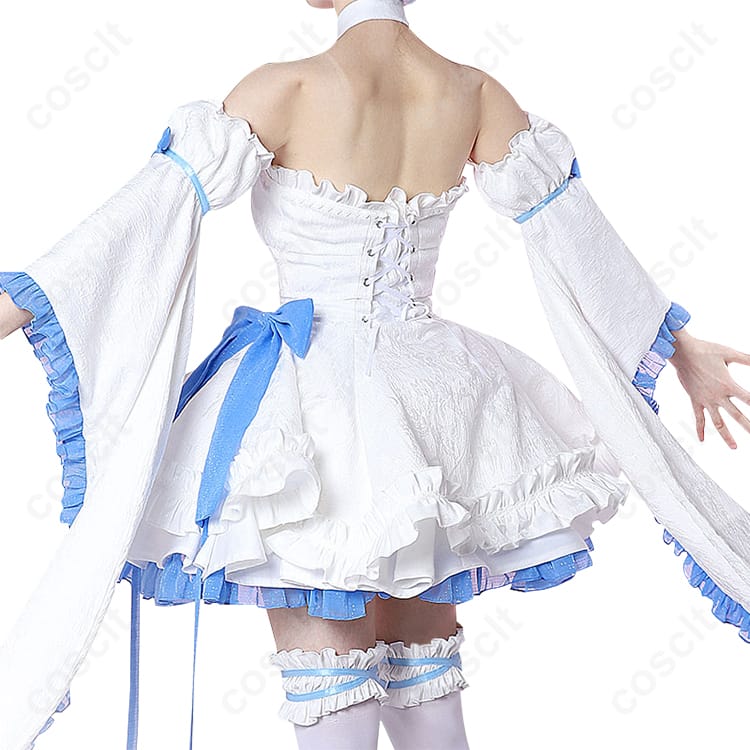 Re:ゼロから始める異世界生活（リゼロ） レム コスプレ衣装 グラスエディション オフショルダードレス（高い再現度・快適な着心地） - 4枚目の画像