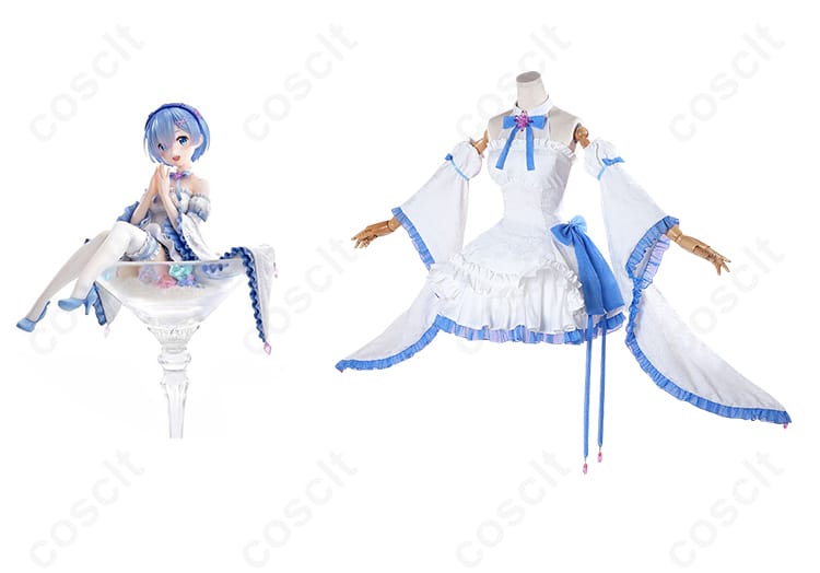 レム コスプレ衣装とアニメキャラクターのコラボ写真