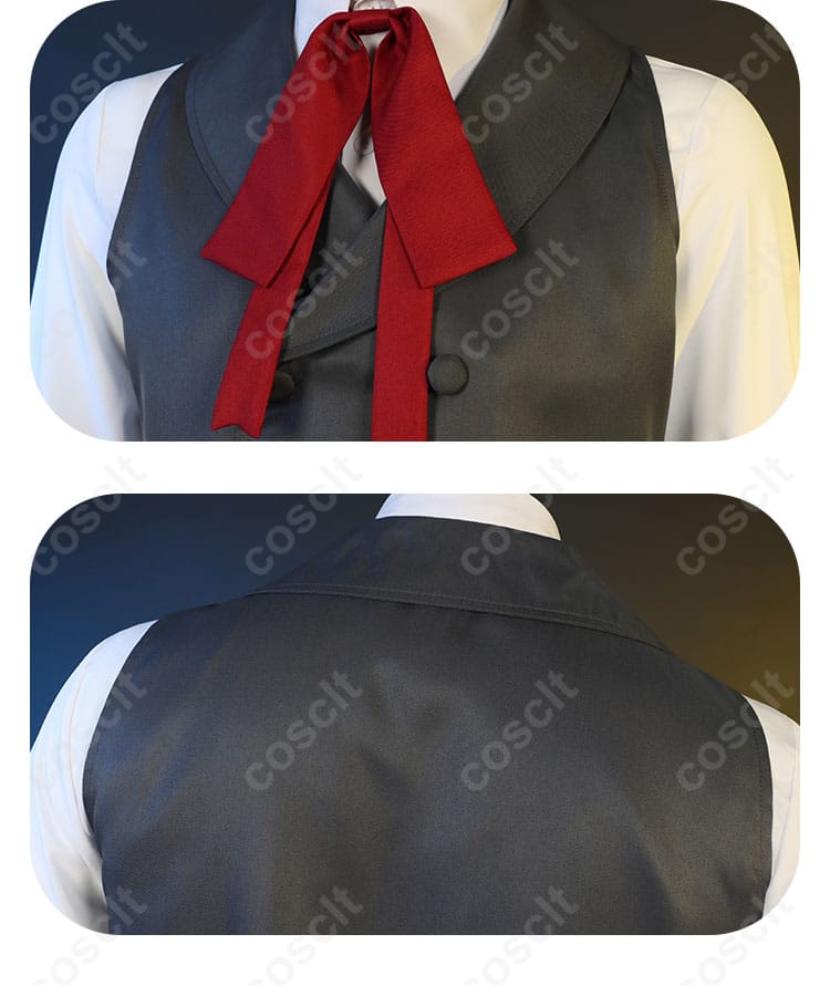 服装のリボンと背面装飾の詳細画像。アーカードの衣装背面のリボン装飾を強調した画像。