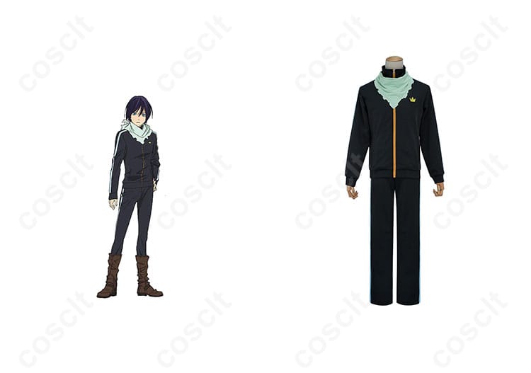 ノラガミ 夜ト コスプレ衣装 正面とキャラクターとの組み合わせ。忠実再現されたデザインで、イベントや撮影に最適です。